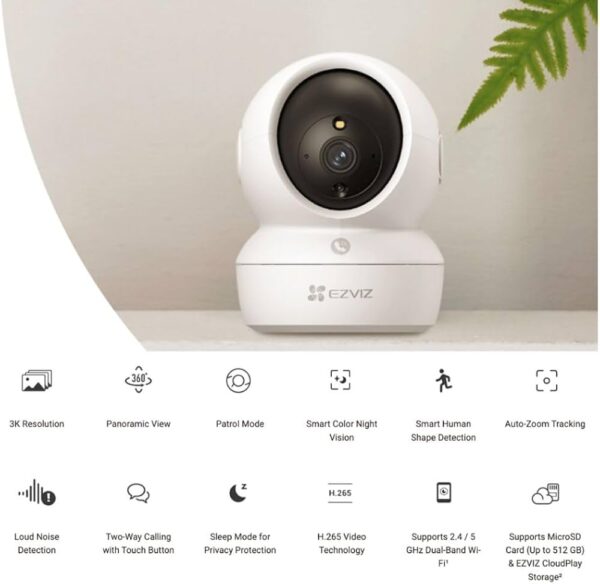 Caméra EZVIZ H6c 2K+ 4MP Pan & Tilt – Wi-Fi