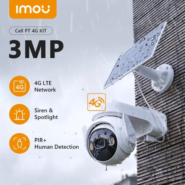 IMOU Cell PT 4G 3MP Maroc – Caméra Solaire Extérieure avec Batterie 15 000 mAh