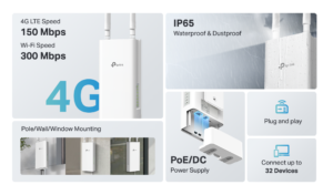 TP-Link TL-MR100-Outdoor Maroc – Routeur 4G LTE WiFi extérieur IP65 avec PoE